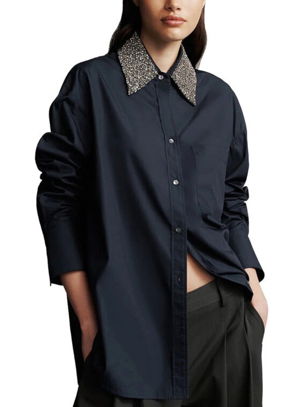 TWP Big Joe Shirt With Crystal Collar